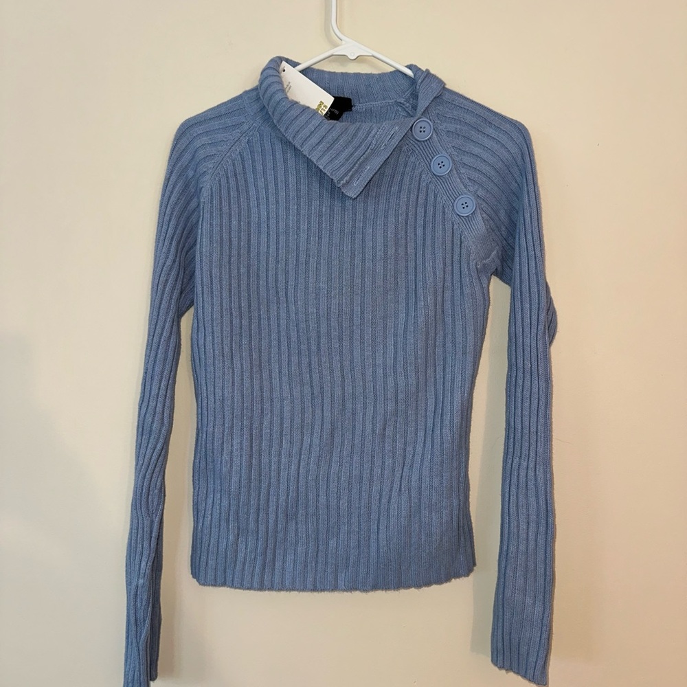 No Boundaries Blue Cowl Neck Sweater